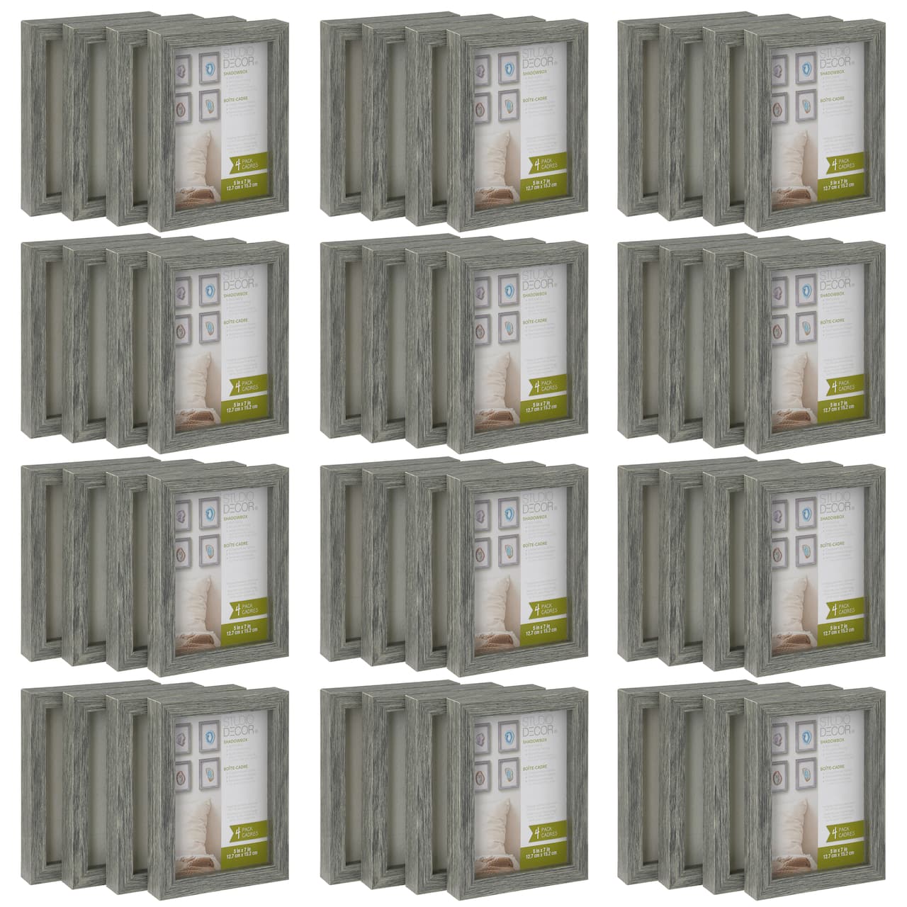 12 Packs: 4 ct. (48 total) Gray 5" x 7" Shadow Box by Studio Décor®